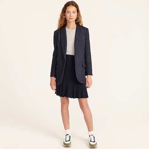 Alfie Blazer In Navy English Wool Herringbone
